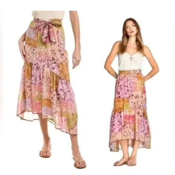 Johnny Was River Tirerd Midi High-Low Skirt Size Small - Picture 2 of 11